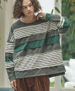 yCAMBIO(JrI)zBorder Switch Long Sleeve Cut sew Jbg\[(A22-753cmb)