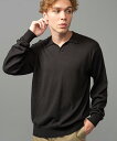 yMROLIVE(~X^[I[u)zLINEN & COTTON YERN KNIT -L-S SKIPPER POLO SHIRT |Vc(M231109)