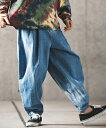 【GLIMCLAP(グリムクラップ)】 Partially bleaching balloon silhouette denim pants デニムパンツ(14-006-gls-cd)