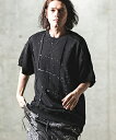 【GLIMCLAP(グリムクラップ)】Vertical patchwork & Used processing short-sleeve sweatshirts スウェット(14-051-gls-cd)