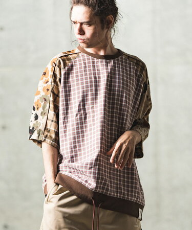 【GLIMCLAP(グリムクラップ)】Switching design short sleeve pullover カットソー(14-033-gls-cd)