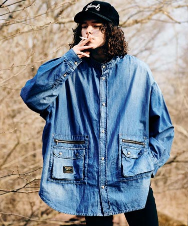 【glamb(グラム)】Stand Collar Denim SH スタンドカラーデニムシャツ(GB0323-SH05)のサムネイル