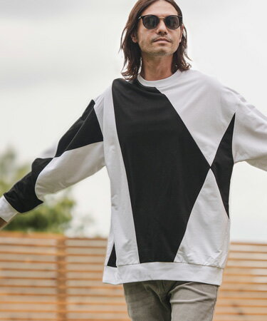 MINI URAKE Patchwork Like Switch Color Pullover スウェット(A12423cmb)