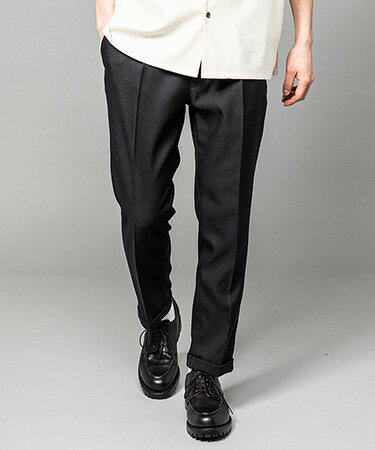 Rakuten - 【MROLIVE(ミスターオリーブ)】RETORO POLYESTER TWILL -EASY ONE PLEATS STA-PREST TAPERED PANTS スラックスパンツ(M-222120)