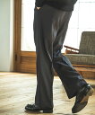 yMROLIVE(~X^[I[u)zRETORO POLYESTER TWILL -EASY TWO PLEATS STA-PREST WIDE PANTS ChXbNXpc(M233110)