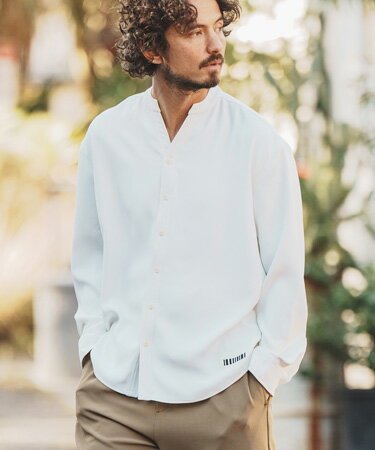 【felkod(フィルコッド)】Drape Band Collar Shirts バンドカラーシャツ