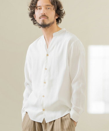 VISCOSE DRAPE BAND COLLAR SKIPPER SHIRTS　スキッパーシャツ(MGN241-012)