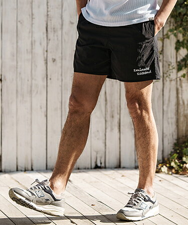 【1minute 1second(ワンミニットワンセカンド)】shrink nylon swim shorts ショートパンツ(1M24N230)