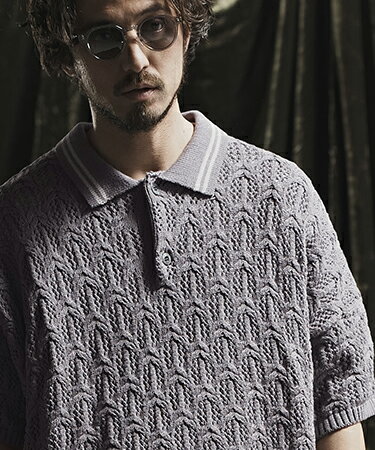 【ANGENEHM(アンゲネーム)】Crochet needle knitting polo shirt ポロシャツ(AG02-023sce)