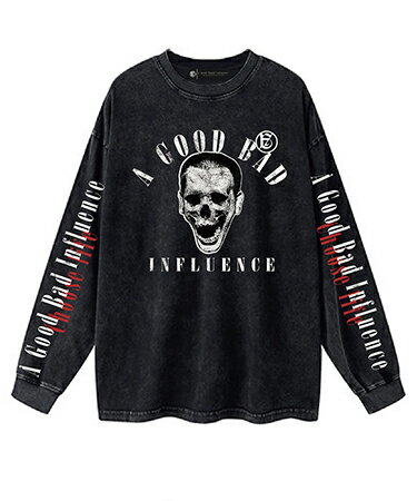 【A Good Bad Influence(ア グッド バッド インフルエンス)】【予約販売9月上旬～中旬入荷】 SINGLE SKULL FACE LONG SLEEVE T-SHIRT カットソー(AGBI-24AW-LS02)