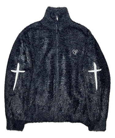 【A Good Bad Influence(ア グッド バッド インフルエンス)】【予約販売11月中旬～下旬入荷】 HEART CROSS ZIPPED MOHAIR SWEATER モヘアニット(AGBI-24AW-KT02)