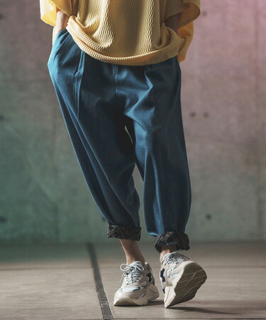  Color scheme design & balloon silhouette pants-chambray fabric- バルーンパンツ(16-032-gls-ce)