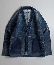 【FDMTL(ファンダメンタル)】【予約販売8月末～9月上旬入荷】JACQUARD DENIM CARDIGAN 2YR WASH デニム カーディガン(FA24-TP31D)