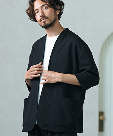 【Magine(マージン)】Button & lapel less 3-4 Sleeve cutsew jacket ノーカラージャケット(MGN-241-2-028)
