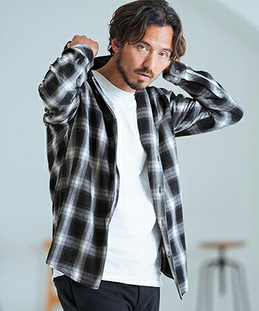 樂天商城 - 【Magine(マージン)】Ombre Check Skipper Design Hooded Shirt シャツ(MGN-242-002)