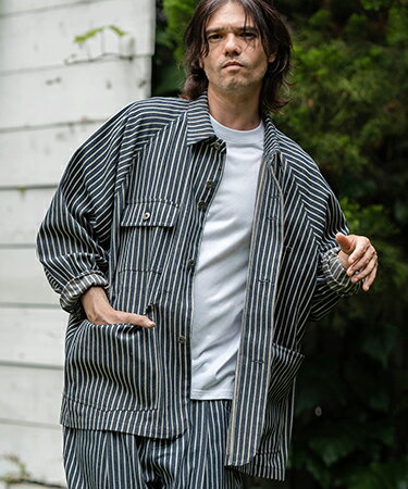 【CAMBIO(カンビオ)】ストライプデニムルーズシルエットジャケット(CMB-R0103)