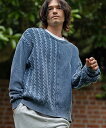 【CAMBIO(カンビオ)】Stonewashed Docking Crew Neck Knit Pullover クルーネックニット(MIU-242-010)