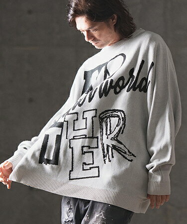 【GLIMCLAP(グリムクラップ)】 Logo jacquard oversized sweater ニット(17-108-gla-ce)