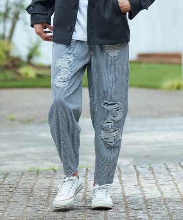 【CAMBIO(カンビオ)】Vintage Like Hickory Denim Balloon Pants ヒッコリーデニム バルーンパンツ(MIU..