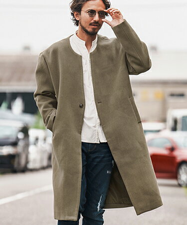 【felkod(フィルコッド)】Wool Blend No Collar Coat ノーカラーコート(F24A250)