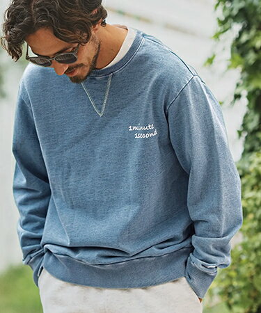 Rakuten - 【1minute 1second(ワンミニットワンセカンド)】heavy weight knit denim trainer with print トレーナー(1M24A080)