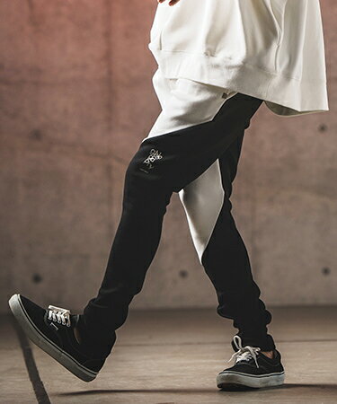 【GLIMCLAP(グリムクラップ)】Back shaggy double knit color scheme design tight fit pants タイトフィットパンツ(17-140-gla-ce)