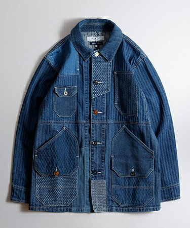 FDMTL fa24jk31u COVERALL JACKET 3YR WASH パッチワーク デニム