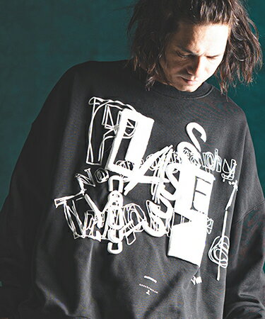 Rakuten - 【GLIMCLAP(グリムクラップ)】Printed oversized sweatshirt-Handwriting Art- スウェット(17-163-gla-ce)