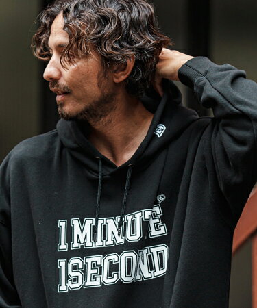 Rakuten - 【1minute 1second(ワンミニットワンセカンド)】 2 lines college logo hooded parka パーカー(1M24F250)
