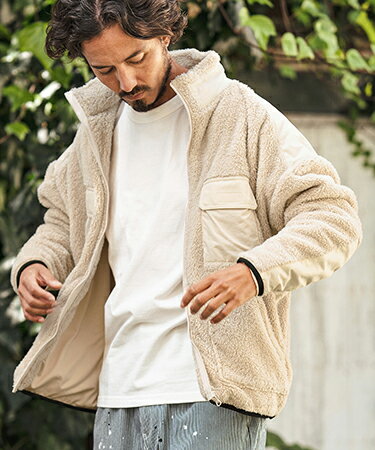 【CAMBIO(カンビオ)】Short Micro Fur Nylon Combination Stand Collar Jacket スタンドカラージャケット(A36124cmb)のサムネイル