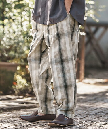 樂天商城 - 【CAMBIO(カンビオ)】Cotton Linen Check Balloon Easy Pants バルーンパンツ(CAM25SS-018)