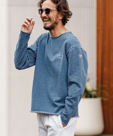 【1minute 1second(ワンミニットワンセカンド)】 heavy weight knit denim cut off pullover trainer デニムカットソー(1M25H070)