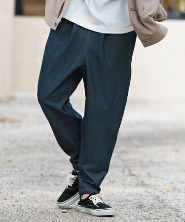 Deformed Silhouette Stretch Ripstop Like Denim Pants デニムパンツ(MIU-251-039)