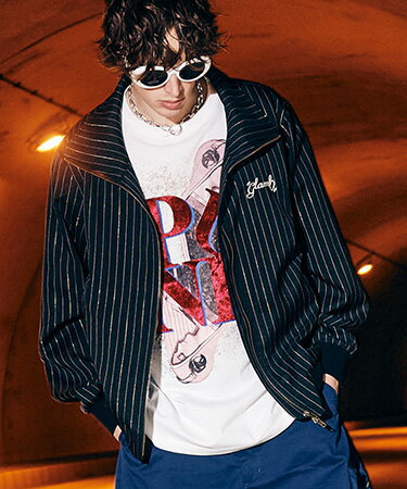 【glamb(グラム)】Sparkle Stripe Track Jacket スパークルストライプトラックジャケット(GB0225-JKT01)