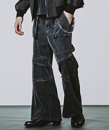 【NO ID.(ノーアイディー)】フラップZIPワイドパンツ(856006-205P) 【NO ID.(ノーアイディー)】フラップZIPワイドパンツ(856006-205P)