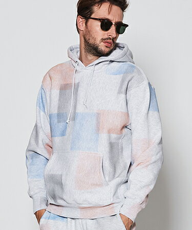 【ACANTHUS(アカンサス)】【予約販売9月中旬〜下旬入荷】Patchwork Paint Hooded Sweatshirt スウェットパーカー(HJ2502)