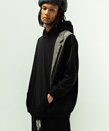 今季商品異素材使い黒 パーカー　サイズ44 ZIP HOODIE #BLACK [BW252-ZH] – cocorozashi