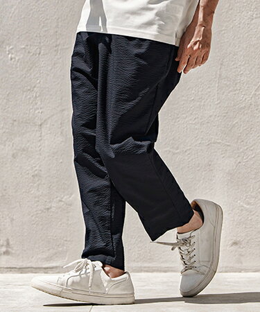 【CAMBIO(カンビオ)】クールマックスソフトサッカーテーパードパンツ