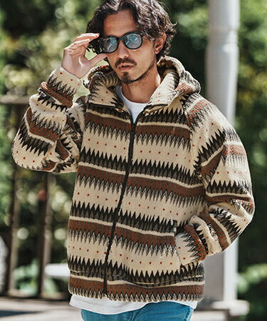 [felkod(필코드)]Ortega Pattern Fleece Parka 프리스파커(F25A060)
