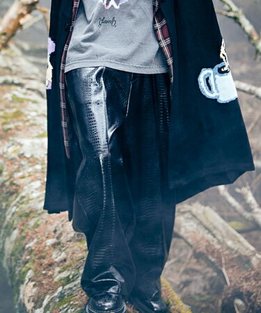 【glamb(グラム)】Synth Leather Baggy Slacks シンセレザーバギースラックス パンツ(GB0325-P09)