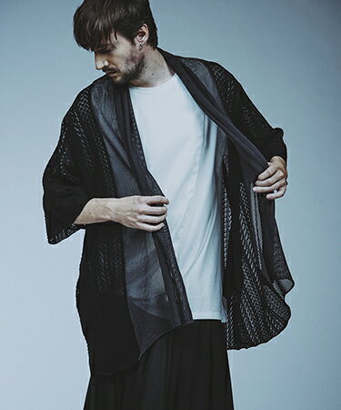 【NO ID.(ノーアイディー)】ハーフスリーブシアーニットガウン(456010-264K)