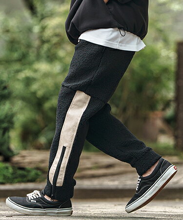 【CAMBIO(カンビオ)】Sheep Like Boa Synthetic Leather Side Zip Jogger Pants レザージョガーパンツ(MIU-252-021)