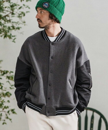 【CAMBIO(カンビオ)】【予約販売10月上旬〜中旬入荷】Back Shaggy Cardboard Knit Combination Flight Jacket フライトジャケット(A53225cmb)