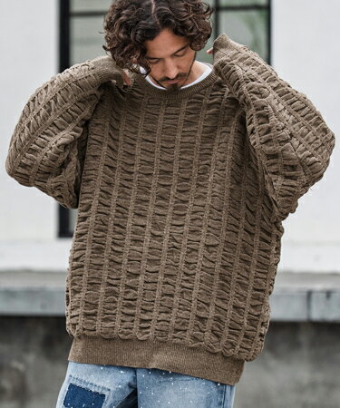 CAMBIO(ӥ)ۡͽ10ܡ١Floating Jacquard Mole Knit Crew Neck Pu...