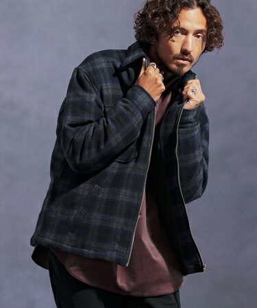 【Jih Nunc(ジーヌンク)】ウールチェック中綿CPOジャケット(JIH-R1101)