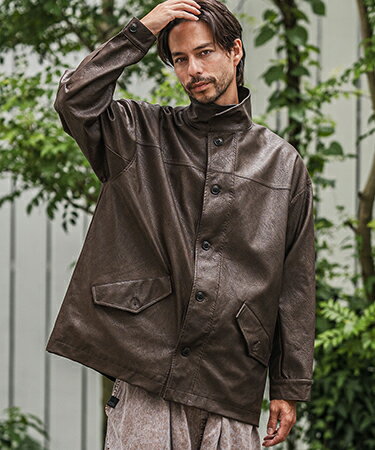 スタンドカラーtypeフェイクレザ...