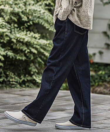 樂天商城 - 【CAMBIO(カンビオ)】Wide Straight Line Tuck Denim Pants デニムパンツ(AI-252-001)