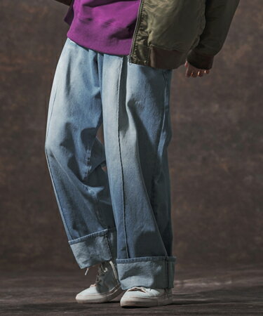 Pants - 【Jih Nunc(ジーヌンク)】11.5ozデニムロールアップ加工ワイドパンツ(JIH-R1136)