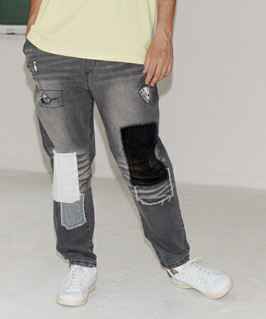 Rakuten - 【No Rain No Rainbow(ノーレインノーレインボー)】patched denim pants デニムパンツ(NR25W-06)