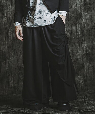 【NO ID.(ノーアイディー)】ドローストリングスレイヤードバギートラウザーズ パンツ(457006-339P)